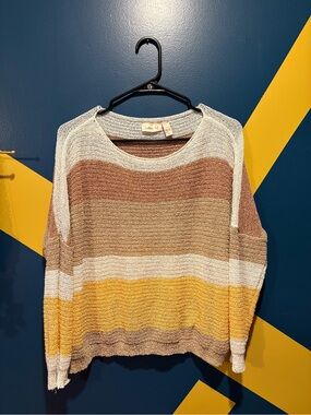 Willow & Root Ultra Lightweight Neutral Colorblock Knit Top NWOT